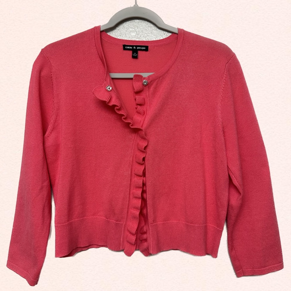 Cable & Gauge Coral Cropped Cardigan Size Medium